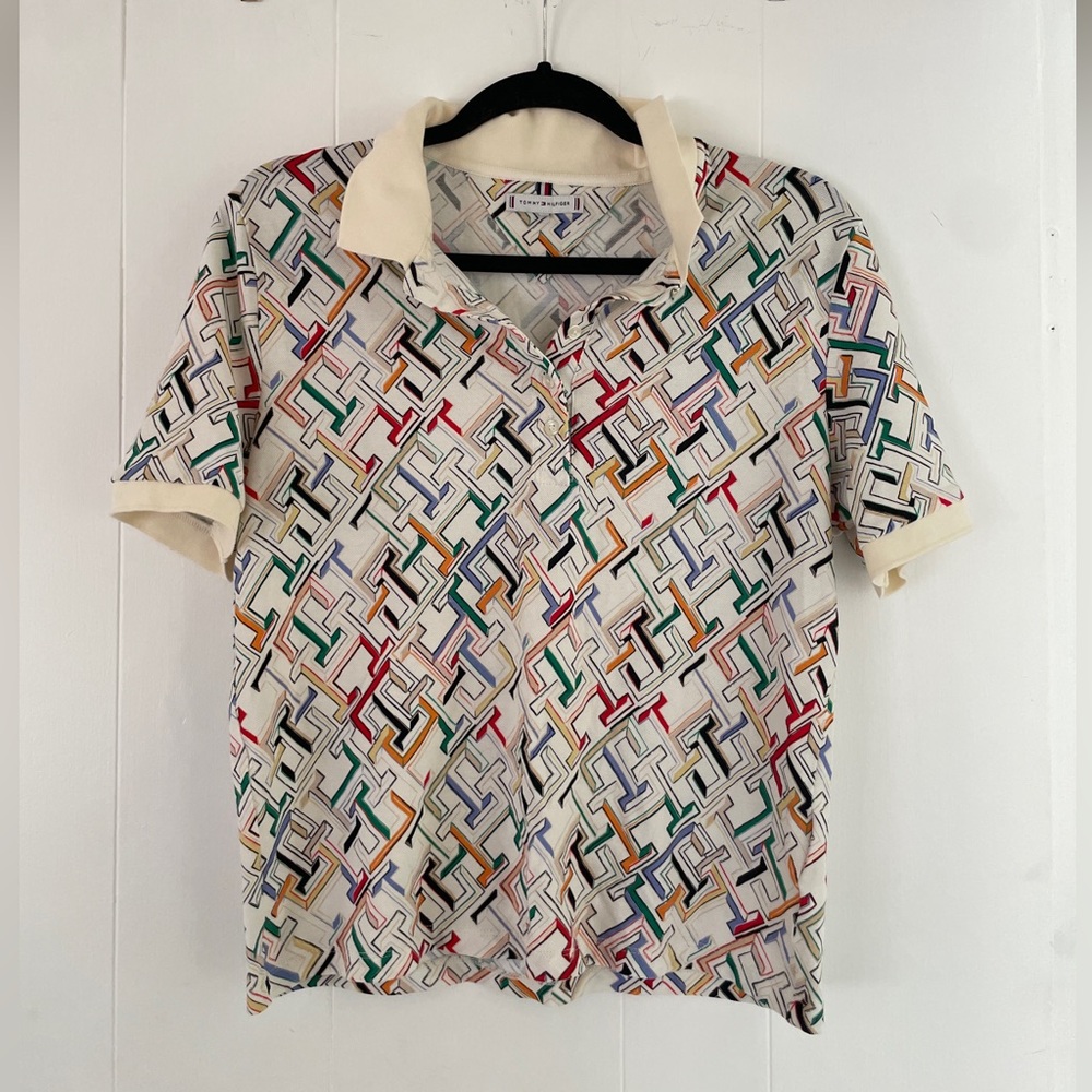 Tommy Hilfiger Colorful Geometric Design Polo Shirt